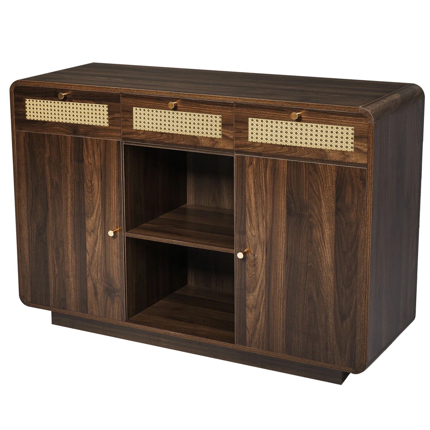 Merax Sideboard 120x40x85cm Rattan Nussbaum