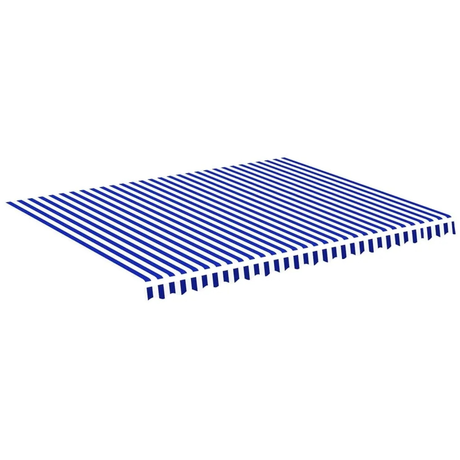 DELUKE Markisenbespannung Markisenstoff Wasserabweisend Reißfest Blau-Weiß Für 450x350cm Rahmen Markise Mit Volant Markisen Ersatzstoff