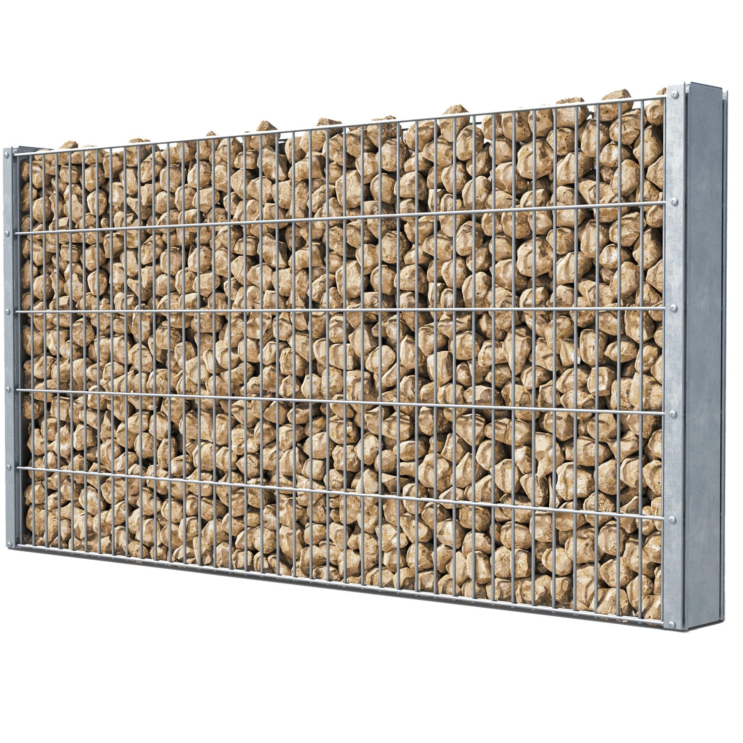 Floraworld Zaungabione Basis-Set, verzinkt, 83 cm, gefüllt mit Steinen. Gartenzaun, Einfassung.