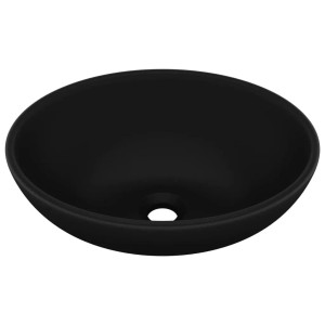 vidaXL Luxuriöses Ovales Waschbecken Matt Schwarz 40x33 cm Keramik 146931