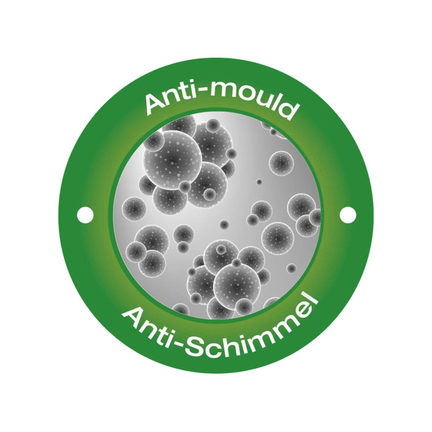 Symbol für Anti-Schimmel-Effekt des SANILO Duschvorhangs Waterworld.