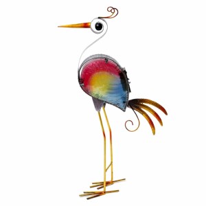 Marelida LED Paradiesvogel Gartenfigur Solarleuchte Metall Sensor Gartendeko Terrasse