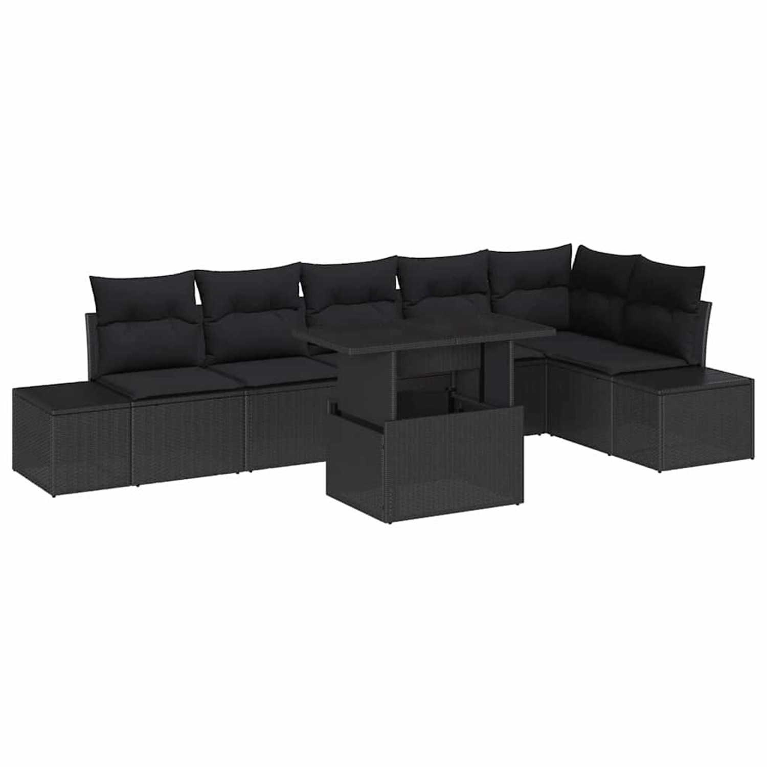 vidaXL Garten-Sofa-Set mit Speicher 7-Tlg Schwarz Poly Rattan 3357936 günstig online kaufen