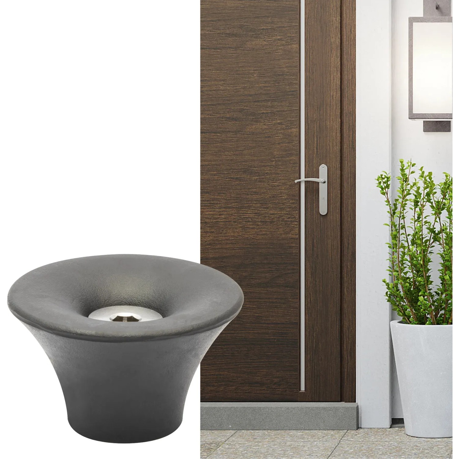 Wagner Bodentürstopper EH5202 Schwarz aus Gummi zum Schrauben, schützt Tür und Wand.