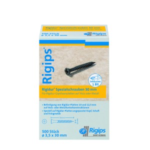 Rigidur Spezialschrauben 3,5x30 mm, 500 St., für Gipsfaserplatten, mit Bit.