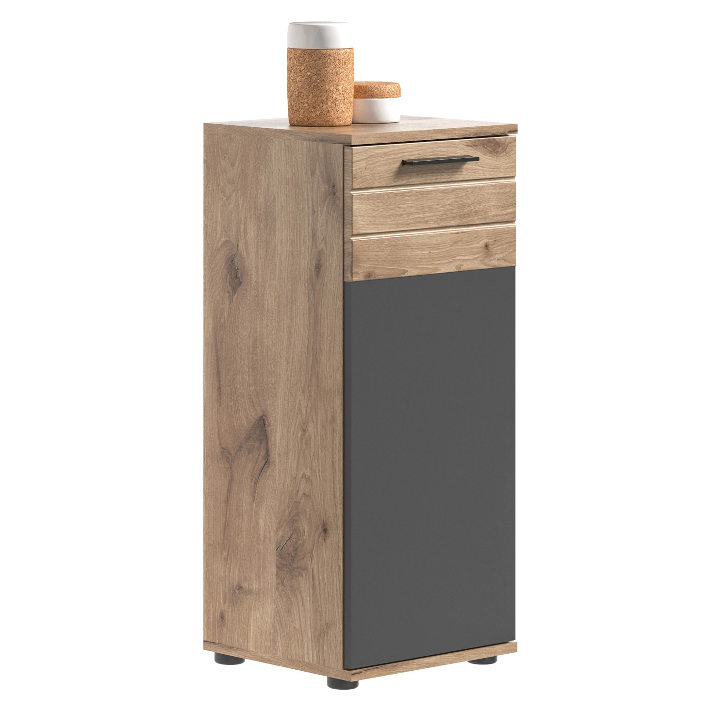 Standschrank Mason Nox Oak/Grau 87 cm x 37 cm x 34 cm günstig online kaufen