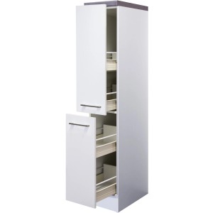 Flex-Well Apothekerschrank Joelina, 30 cm, Weiß, mit Auszügen und Ablagen.