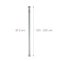 Graue Edelstahl Teleskopstange, verstellbar 120-220 cm, Ø 2 cm. Klemmstange für Duschvorhang.