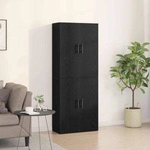 vidaXL Wandschrank 2er Set, schwarz Eichenoptik, Kommode mit Türen, 69,5x34x90 cm