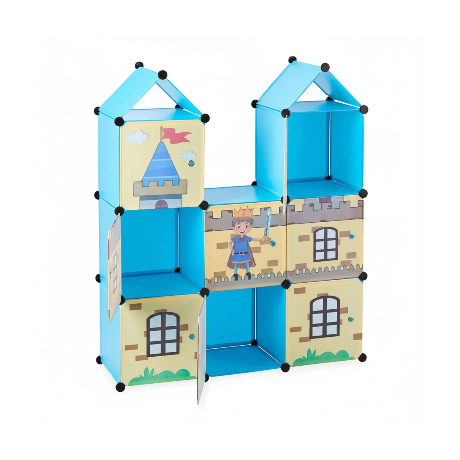 Relaxdays Steckregal für Kinderzimmer Kunststoff Metall Mehrfarbig mit 8 Fächern 128 cm x 110 cm x 37 cm 7,2 kg