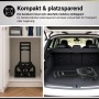 Schwarze, klappbare PROREGAL Treppensackkarre ELEPHANT, kompakt in Schrank und Kofferraum verstaut.