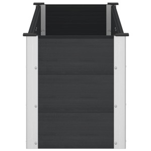 Schwarzes vidaXL Hochbeet mit silbernen Aluminiumpfosten. Robustes Pflanzgefäß für den Garten.