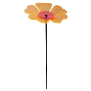 Gartenstecker Mohnblume mit Acrylglas-Blüte, 75cm hoch, für dekorative Lichtspiele im Garten.