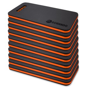 10er Set Gorando Premium Kniekissen, schwarz-orange, für Garten, Haus und Werkstatt.