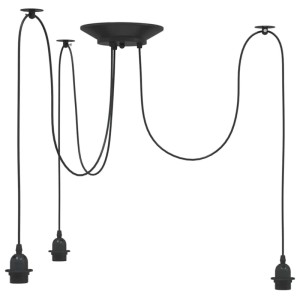 vidaXL Pendelleuchte mit 3 Fassungen E27 Schwarz Metall 4103453
