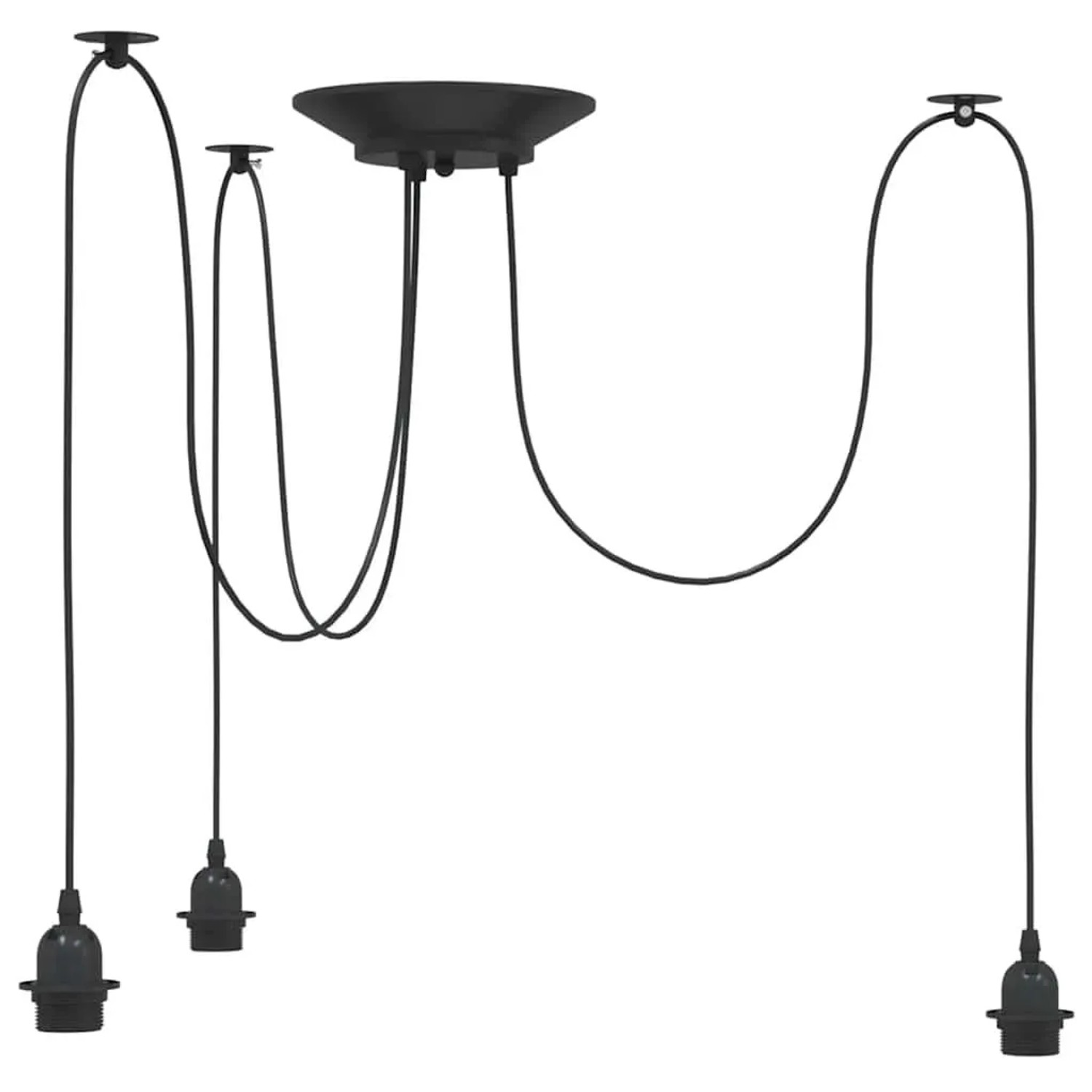 vidaXL Pendelleuchte mit 3 Fassungen E27 Schwarz Metall 4103453