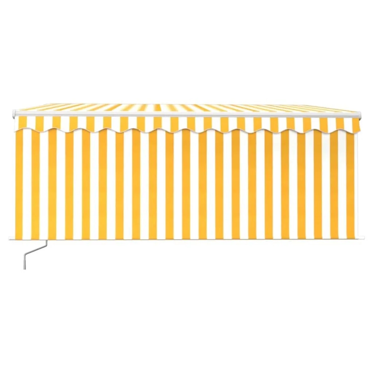 Manuelle Markise mit Rollo, gelb-weiß gestreift, 3,5x2,5 m. Einziehbarer Sonnenschutz für Terrasse/Balkon.