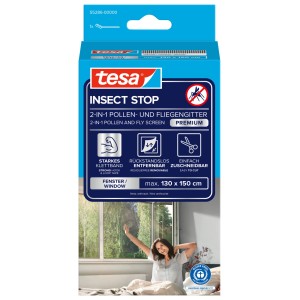 tesa® Insect Stop 2in1 Pollen- und Fliegengitter Fenster, anthrazit, max. 130x150cm