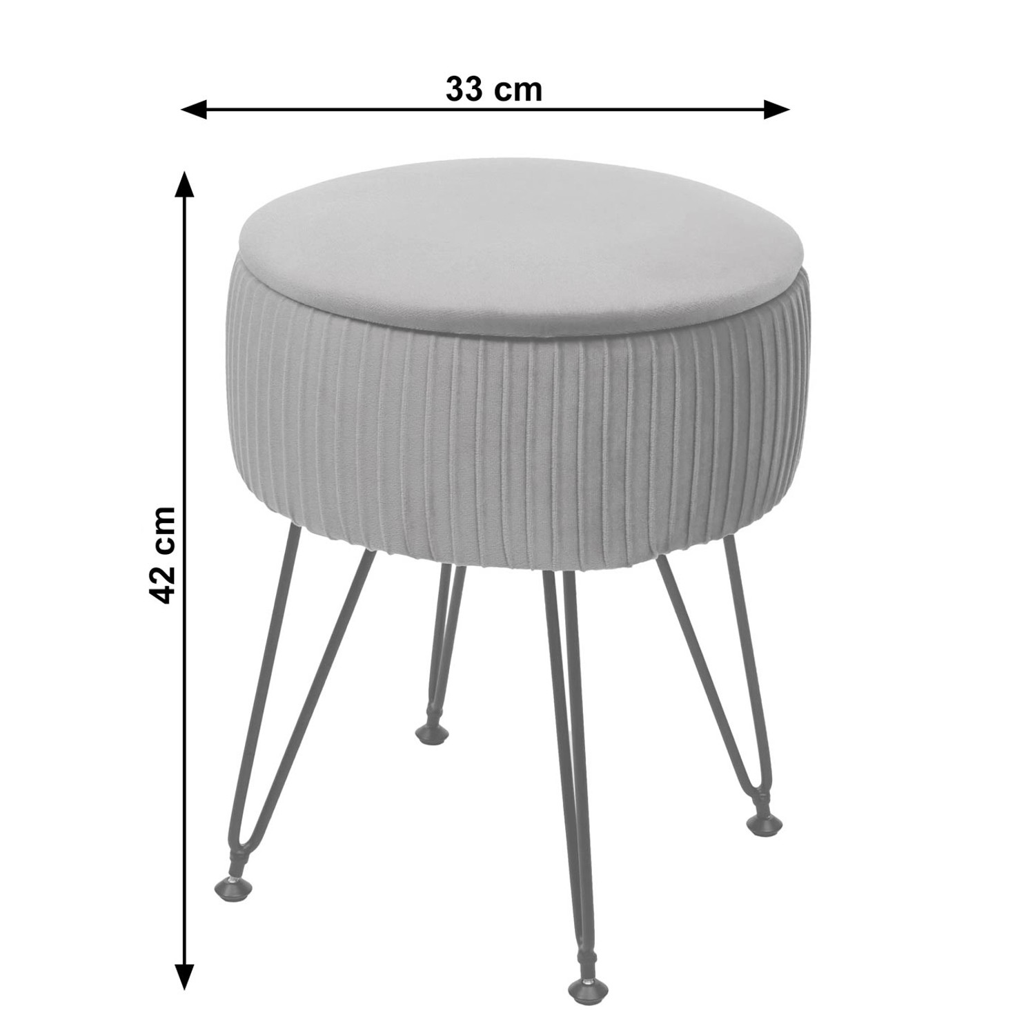 Grüner MCW Sitzhocker K47 mit schwarzem Gestell. Hocker mit Stauraum und abnehmbarem Deckel.