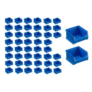 PROREGAL SuperSparSet: 48 blaue Sichtlagerboxen, 6x10x10 cm, 0,4 Liter, für Aufbewahrungssysteme.