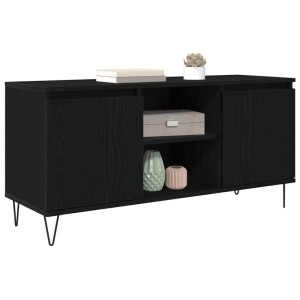 VidaXL TV-Schrank in Schwarz Eichen-Optik, 104 cm breit, mit Türen und Regalen.
