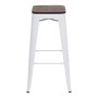 PROREGAL 4er-Set Barhocker Inkl. Holz-Sitzfläche Sitzhöhe 76cm Metall Industriedesign Stapelbar Weiß Barstuhl Tresenhocker_4