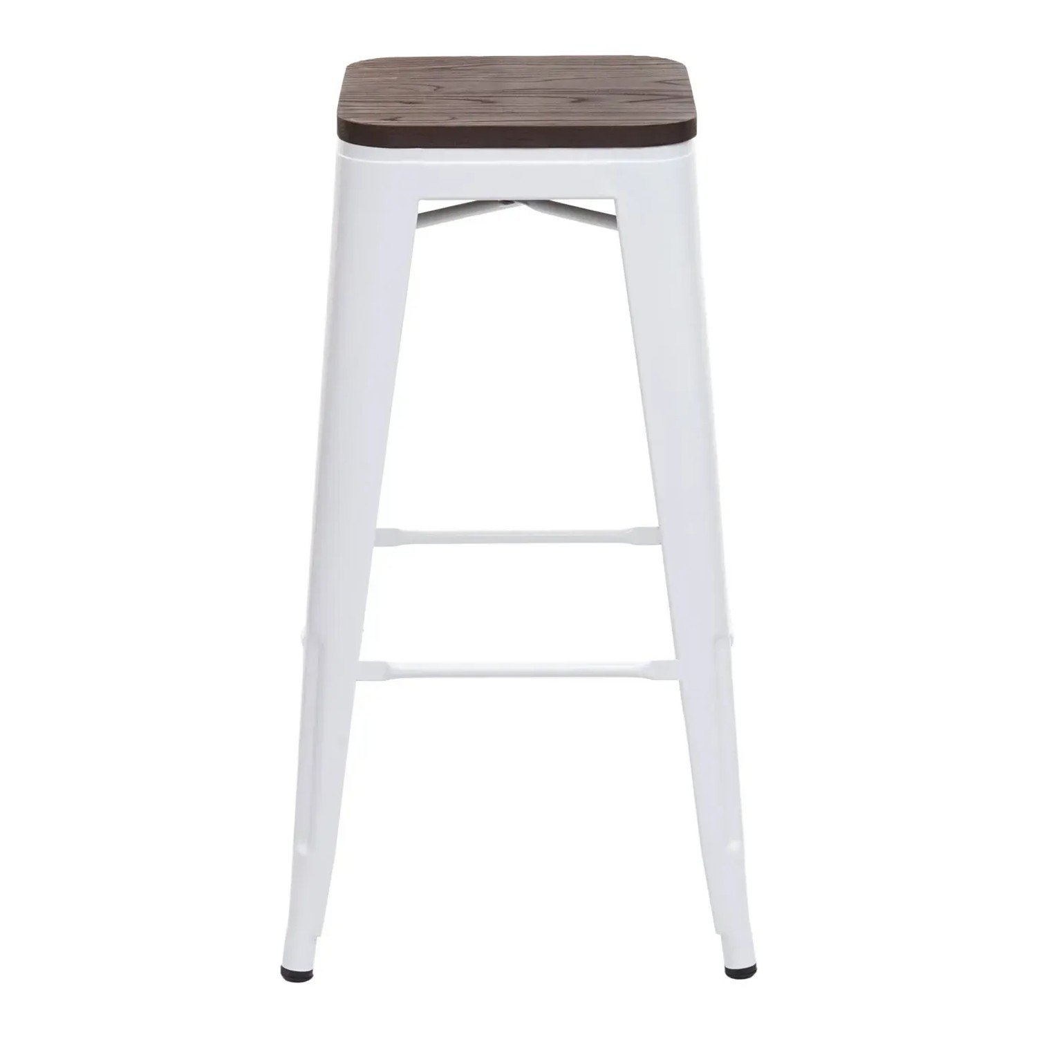 PROREGAL 4er-Set Barhocker Inkl. Holz-Sitzfläche Sitzhöhe 76cm Metall Industriedesign Stapelbar Weiß Barstuhl Tresenhocker_4