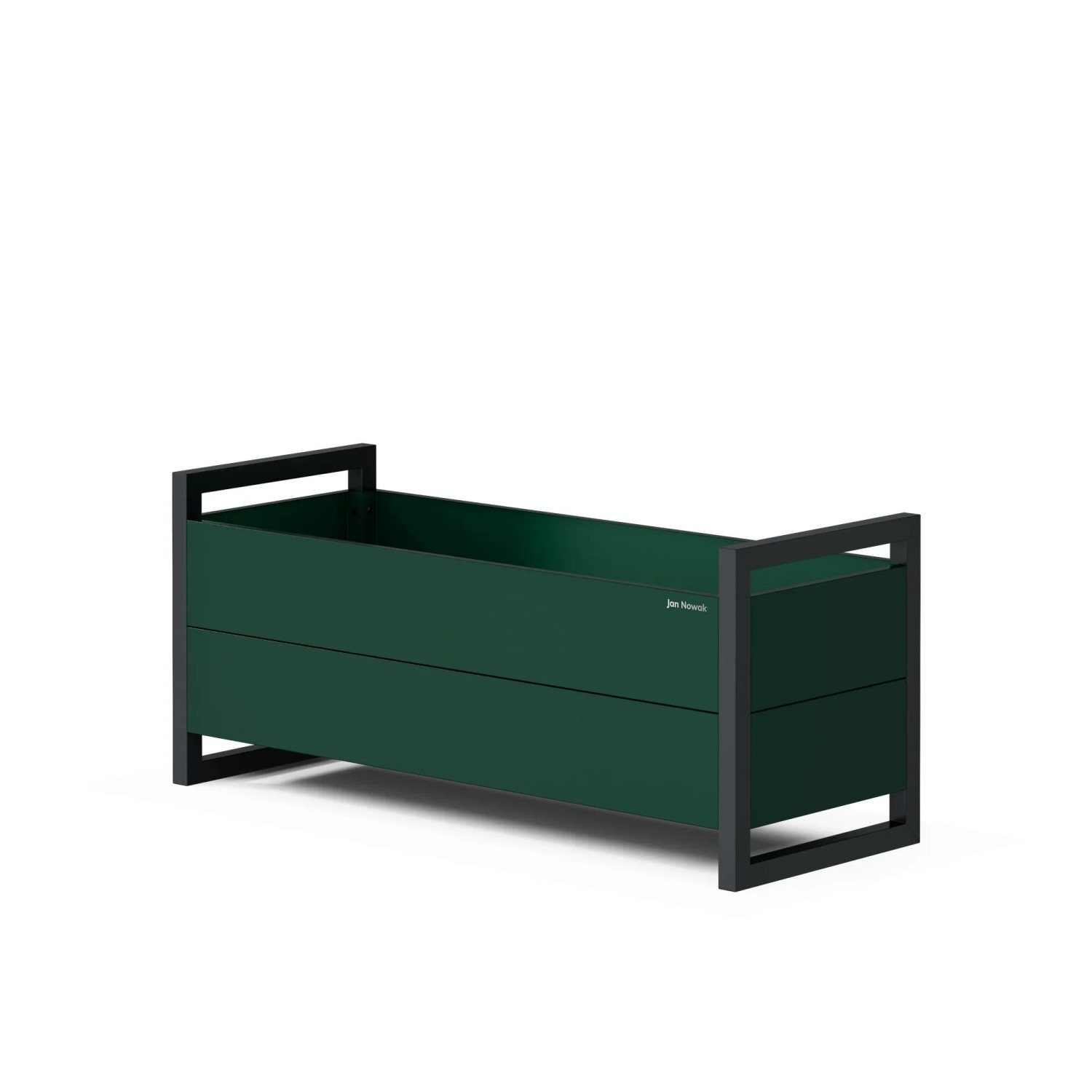 JAN NOWAK Niedrige Blumenkübelverkleidung aus Metall Flaschengrün und Anthrazit MARGARET 100x43x38 cm