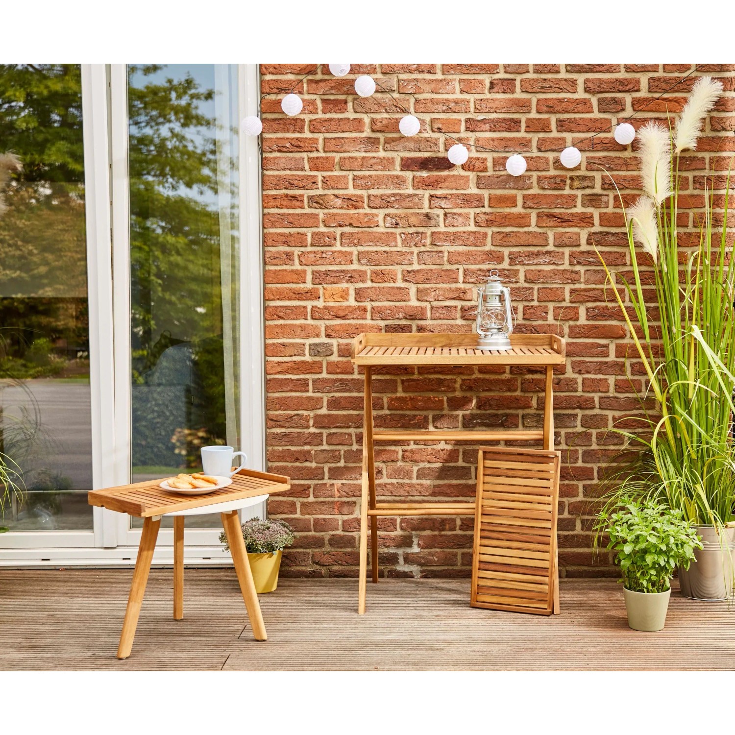 Siena Garden Klapptisch Caruna, rechteckig, Natur, 45x70 cm, aus Holz, für den Garten oder Balkon.