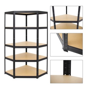 PROREGAL Eckregal & Schwerlastregal Set, Slim Elephant, schwarz, mit 5 MDF-Böden. Ideal für Werkstatt & Garage.