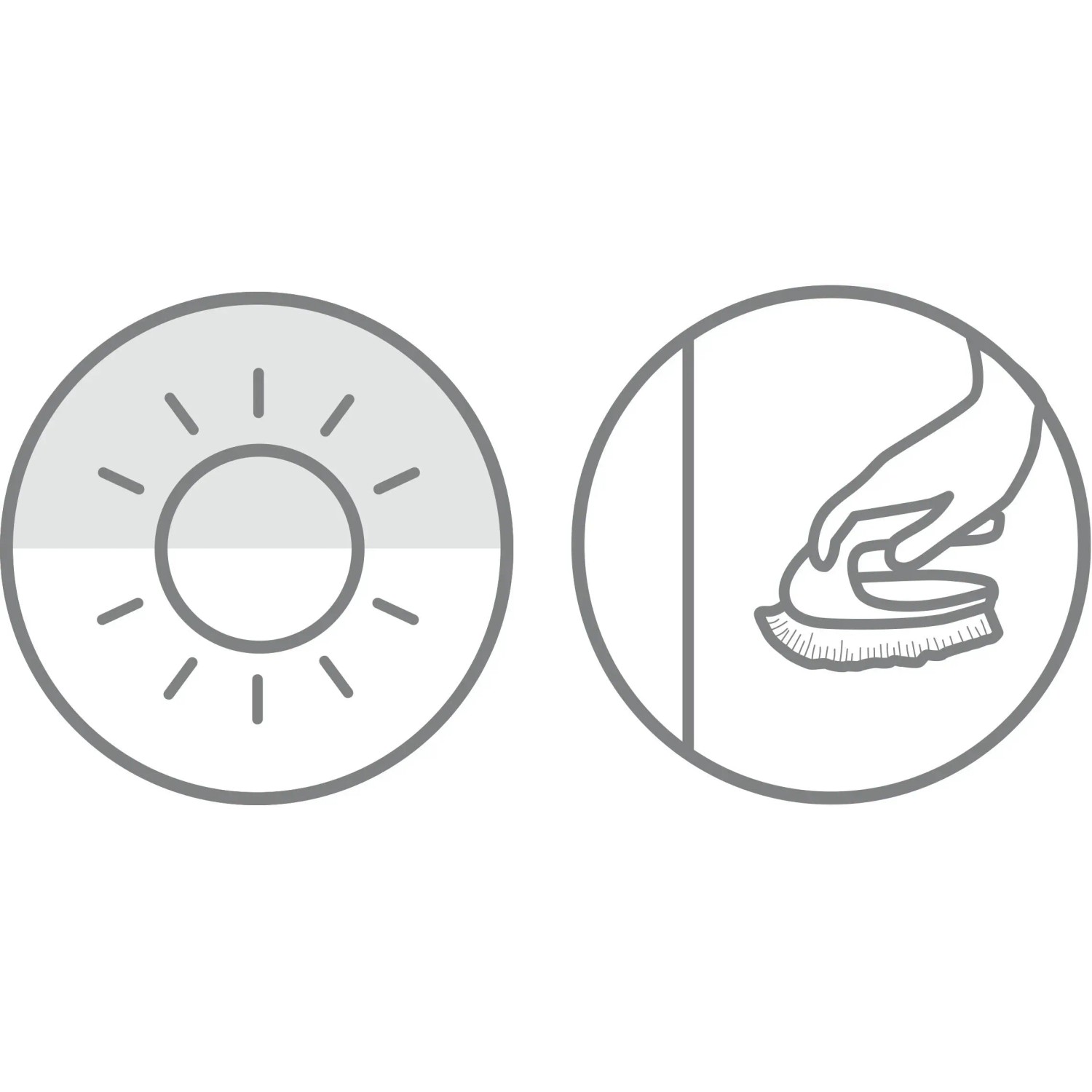 Symbole für Lichtregulierung und einfache Montage des Schöner Wohnen Doppelrollos.