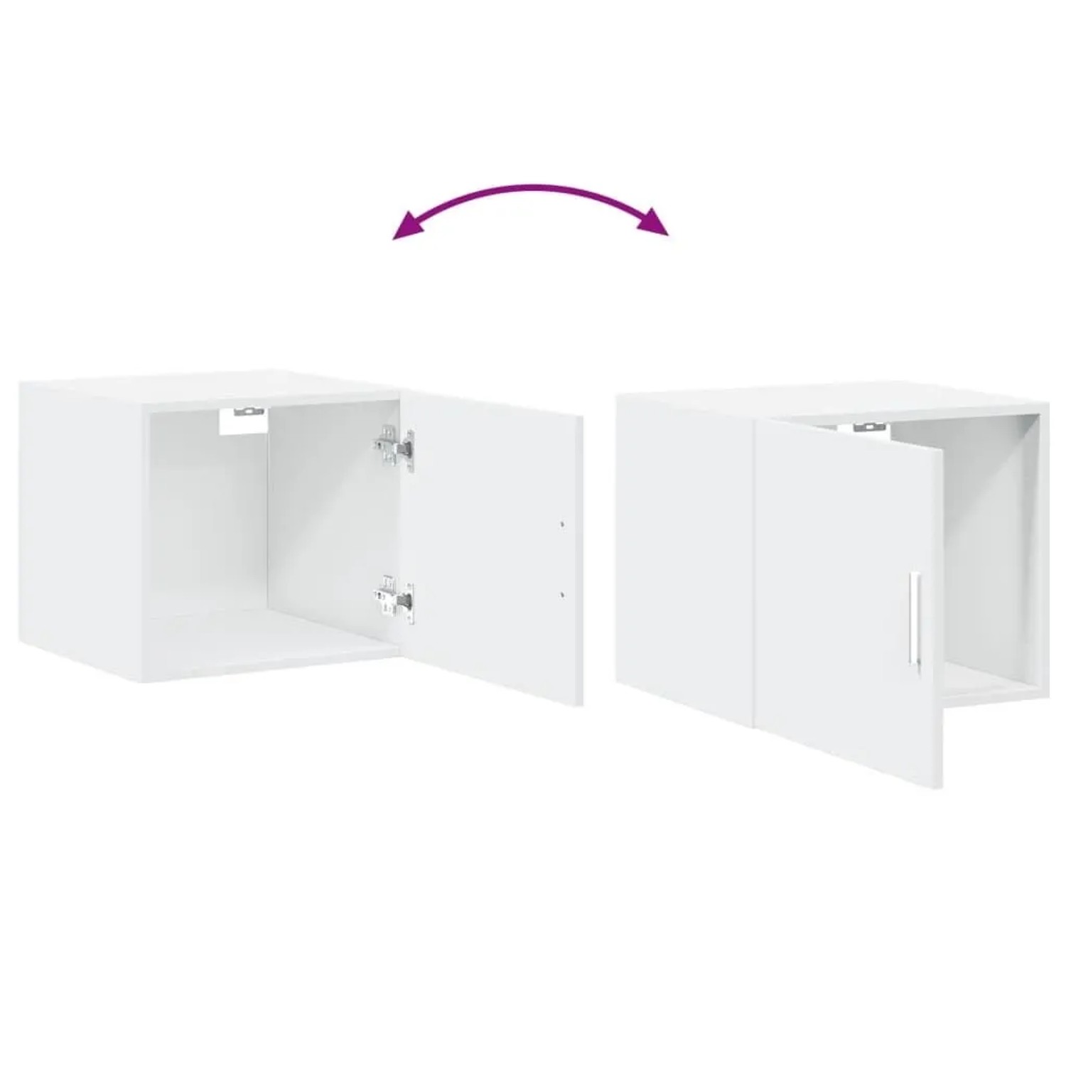 vidaXL Wandschrank, weiß, 45x42,5x40 cm, aus Holzwerkstoff, für Wohnzimmer. Tür links oder rechts montierbar.