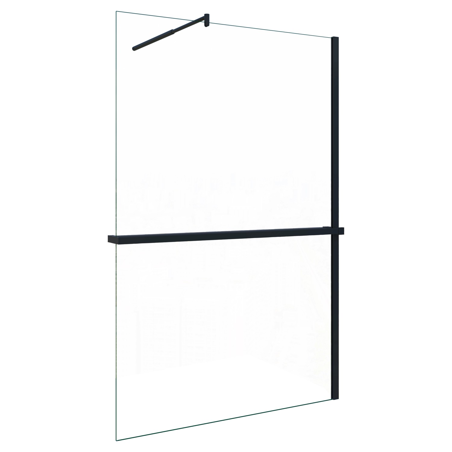 AICA Walk In 120x200cm Schwarz Duschwand mit Stabilisator 8mm NANO ESG-Glas günstig online kaufen