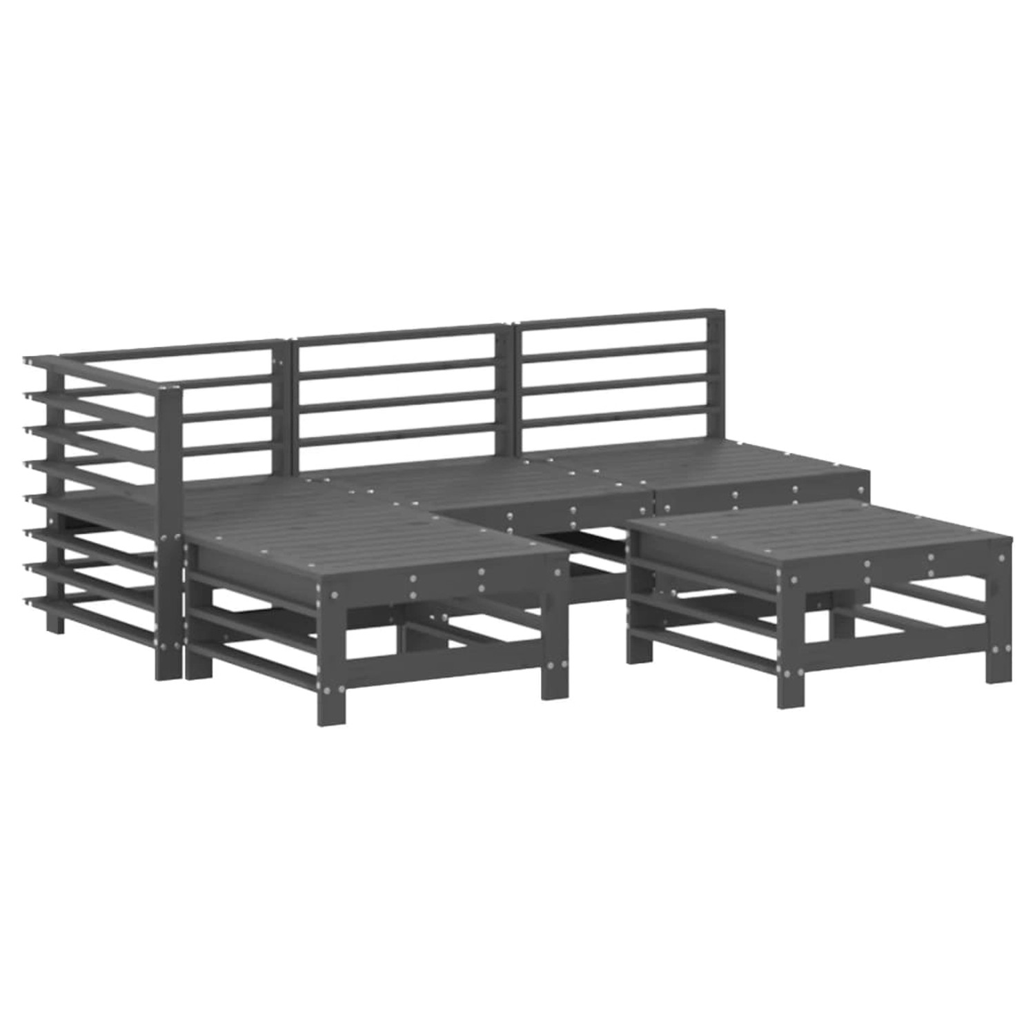 vidaXL 5-tlg Garten-Lounge-Set Grau Massivholz Kiefer Modell 11 günstig online kaufen