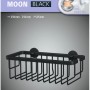 Tesa Moon Black Duschkorb, schwarz matt, zur Wandmontage ohne Bohren.