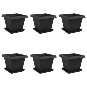 vidaXL Blumentöpfe 6 Stk Schwarz 38 x 38 x 30 cm Kunststoff 3403302