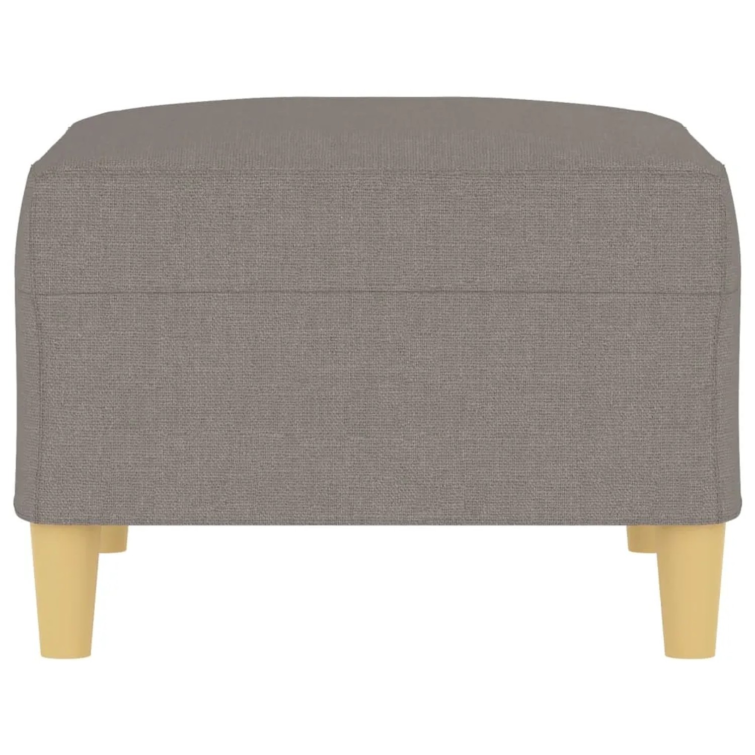 Moderner, taupefarbener Fußhocker (70x55x41 cm) mit Stoffbezug und Holzfüßen.