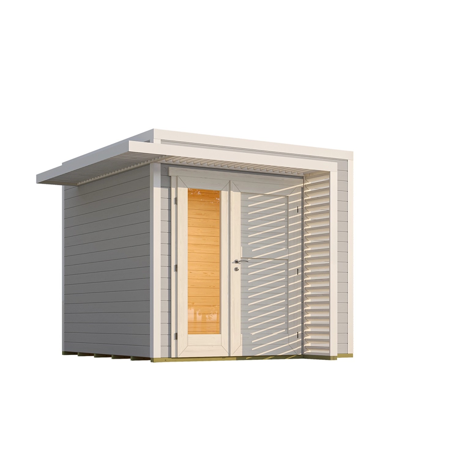 Weka Gartenhaus Amberley 1,5-Fache Tür Grau-Weiß 250 cm x 250 cm günstig online kaufen