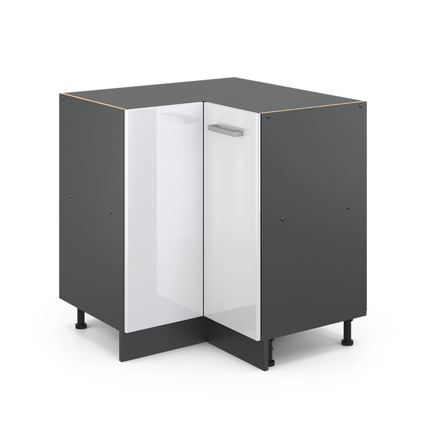 Vicco Eckunterschrank R-Line, Weiß Hochglanz/Anthrazit, 75.6 cm ohne Arbeit günstig online kaufen