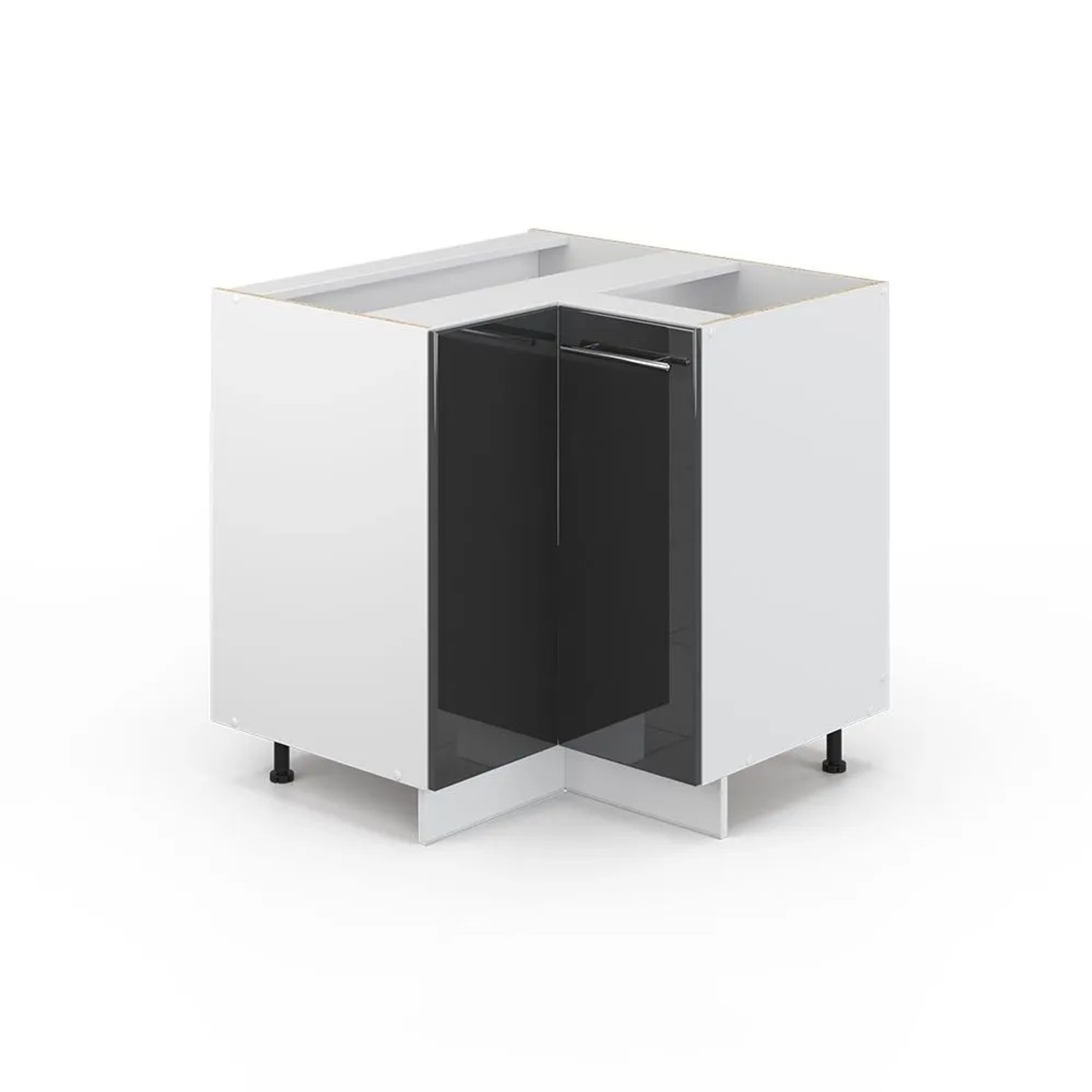 Vicco Eckunterschrank Fame-Line Anthrazit Hochglanz Weiß 81 cm ohne Arbeitsplatte