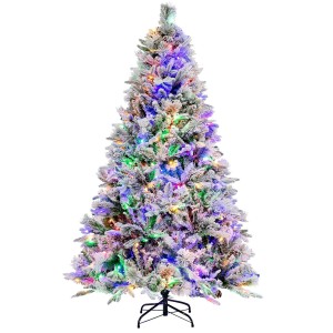 Costway Künstlicher Weihnachtsbaum mit 8 Lichtmodi Weiß 180cm