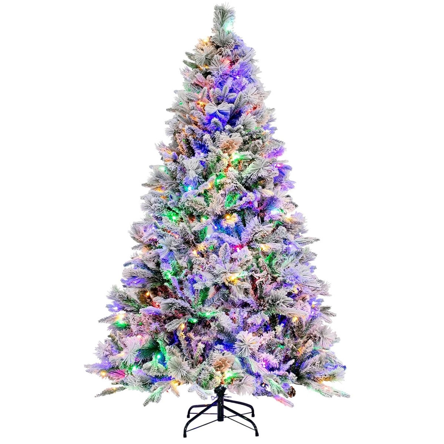 Costway Künstlicher Weihnachtsbaum mit 8 Lichtmodi Weiß 180cm