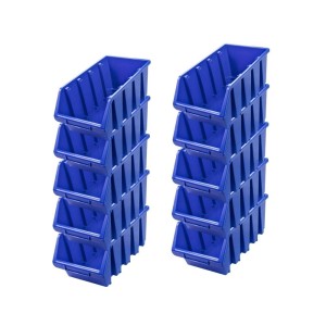 PROREGAL SuperSparSet: 10 blaue Sichtlagerboxen aus Polypropylen, 15,5x20,4x34 cm.