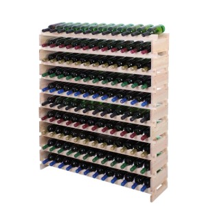 Hohes PROREGAL Weinregal VINOTECA FLEX PRO aus unbehandeltem Kiefernholz, 10 Ebenen für 120 Weinflaschen.