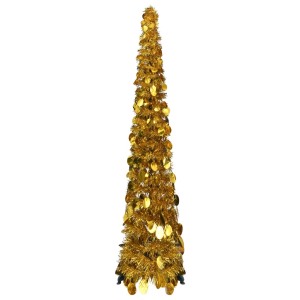 Goldener, künstlicher Pop-Up Weihnachtsbaum, 120 cm hoch, aus PET-Material.