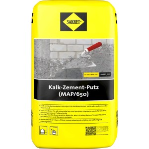 Sakret Kalk-Zement-Putz MAP 10kg im gelben Sack, geeignet für Innen- und Außenbereich.