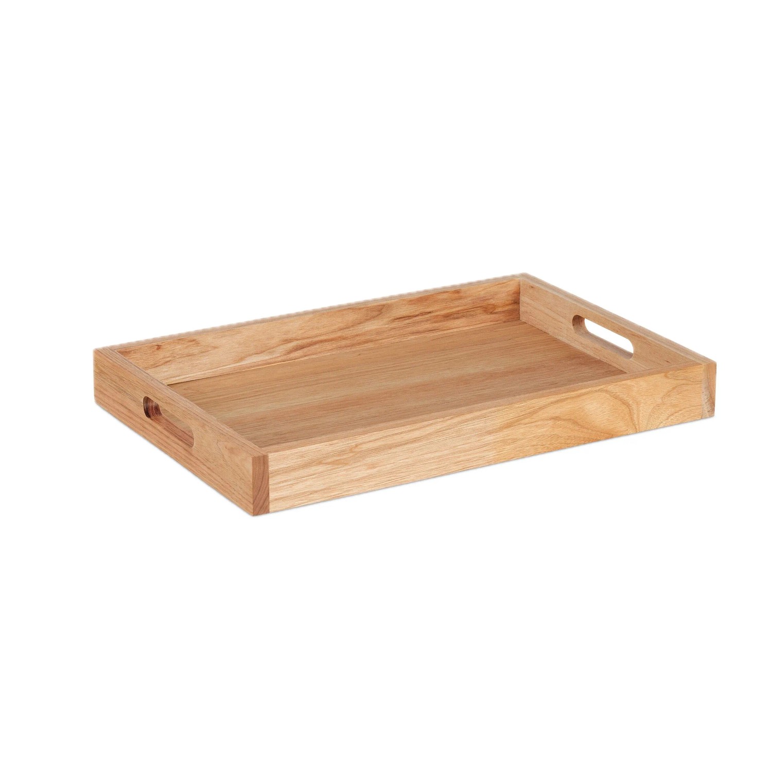 Relaxdays Serviertablett Walnussholz MDF Natur Mit Griffen 5 cm x 55 cm x 35 cm