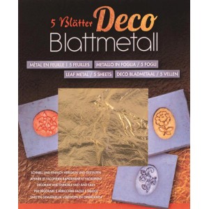 Glorex Blattmetall Gold, 5 Blatt zum Verzieren von Oberflächen.