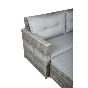 DELUKE Gartensofa TRIER Halbrund Kunststoff Schilfgrau Gartenmöbel Set Garten Loungeset