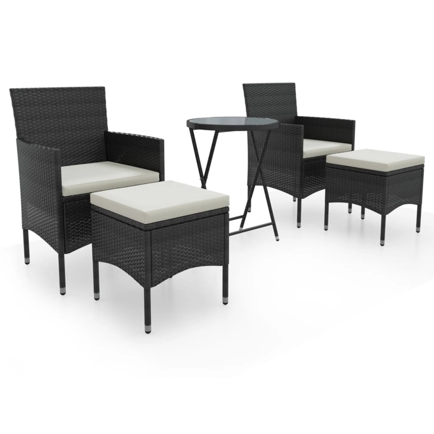 Thumbnail - vidaXL 5-tlg Garten-Bistro-Set Poly Rattan und Hartglas Schwarz Modell 3